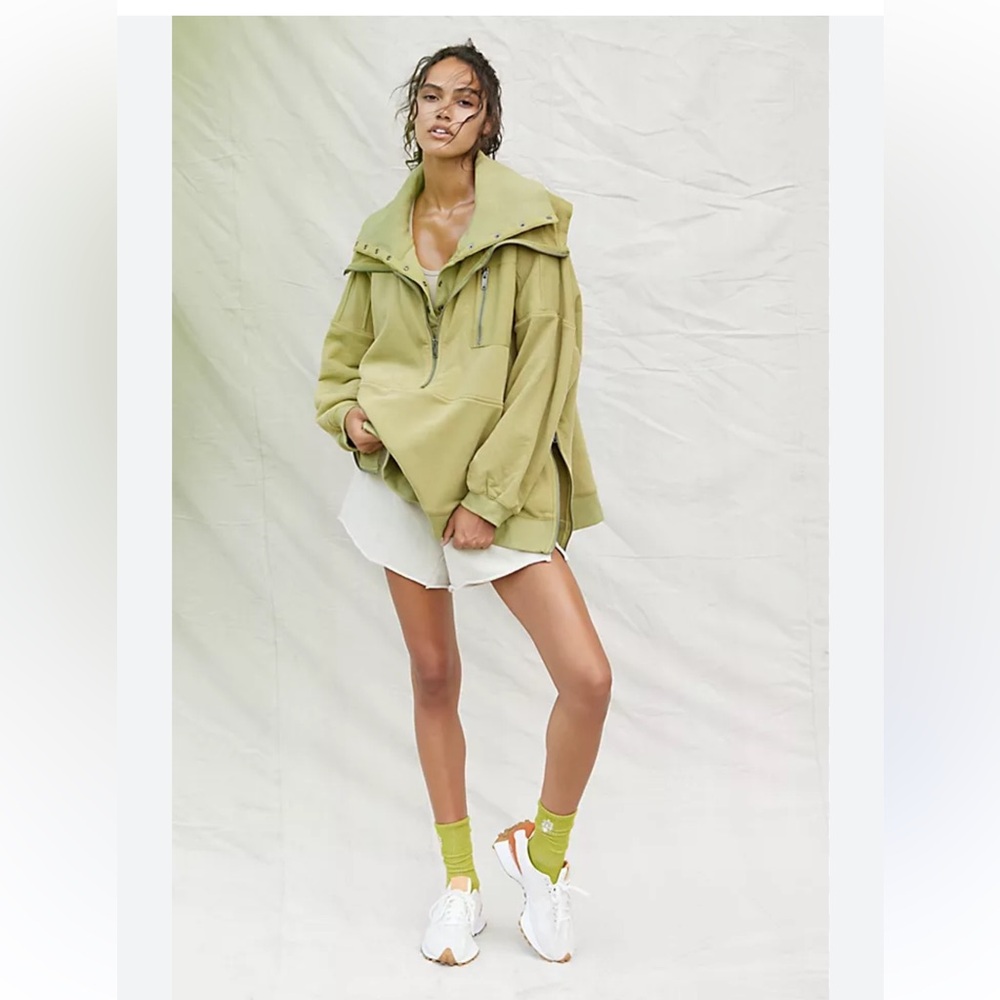 Free People FP Movement Venture Green Pullover Sweatshirt Oversized Size M